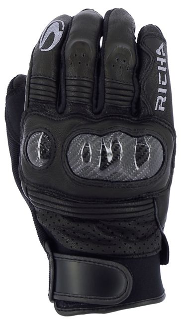 Richa Protect Summer Motorcycle Motorbike Sport Short Leather Gloves Black 
